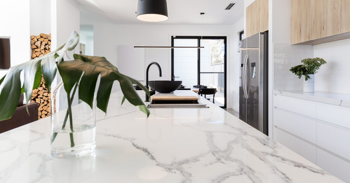 marble countertops in kitchen