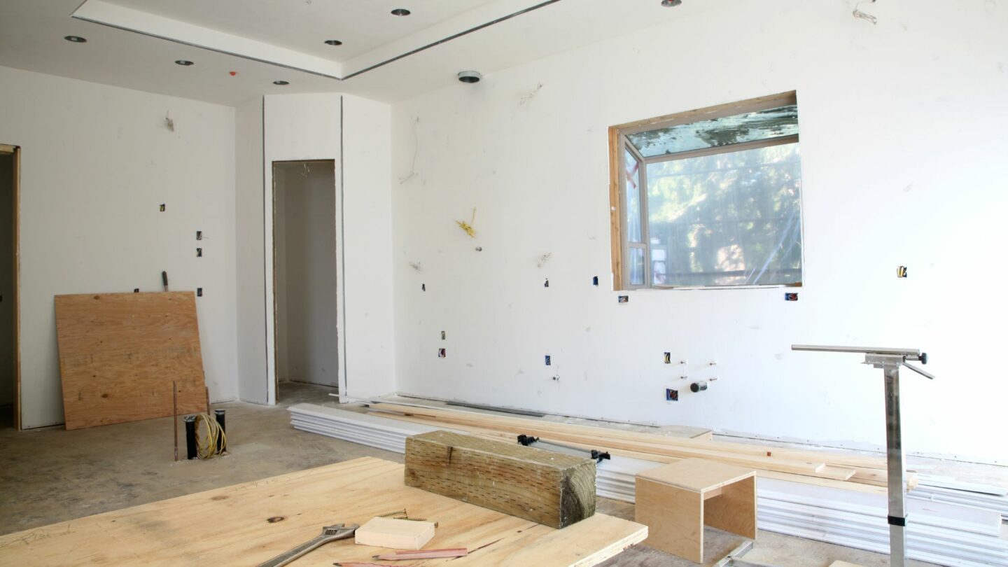 A room that is being redone as part of a complete home remodeling project